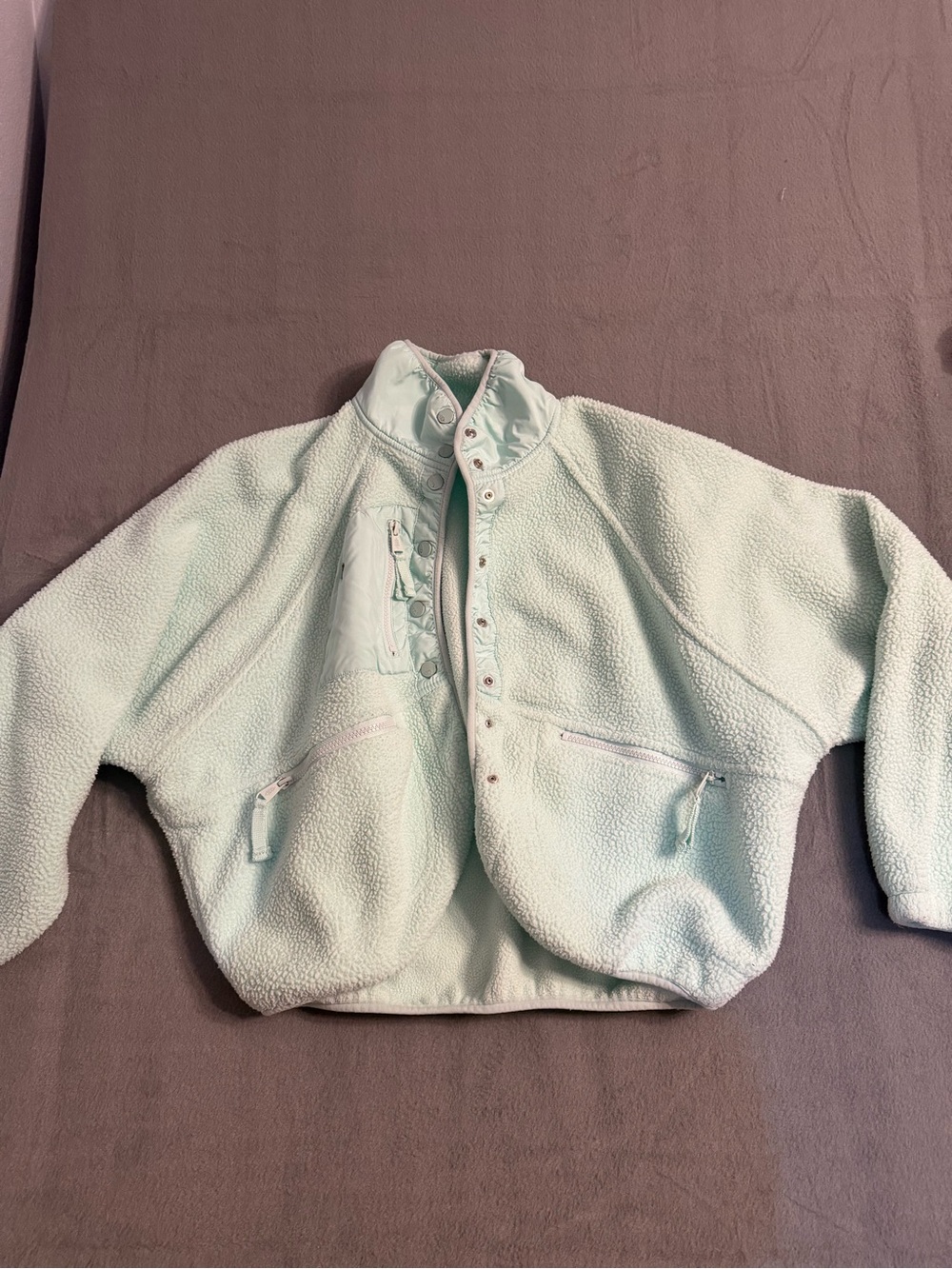 Free People Movement Hit The Slopes Fleece Jacket Sherpa Size Small Mint Color